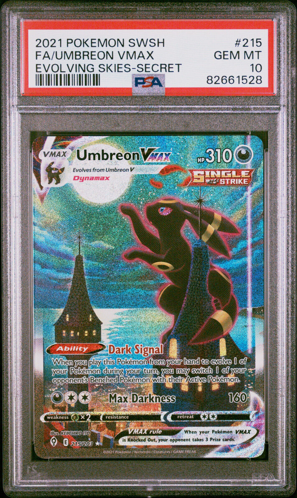 2021 Evolving Skies Umbreon Vmax 215/203 Alt Art Secret Rare 2021 Evolving Skies Umbreon Vmax 215/203 Alt Art Secret Rare