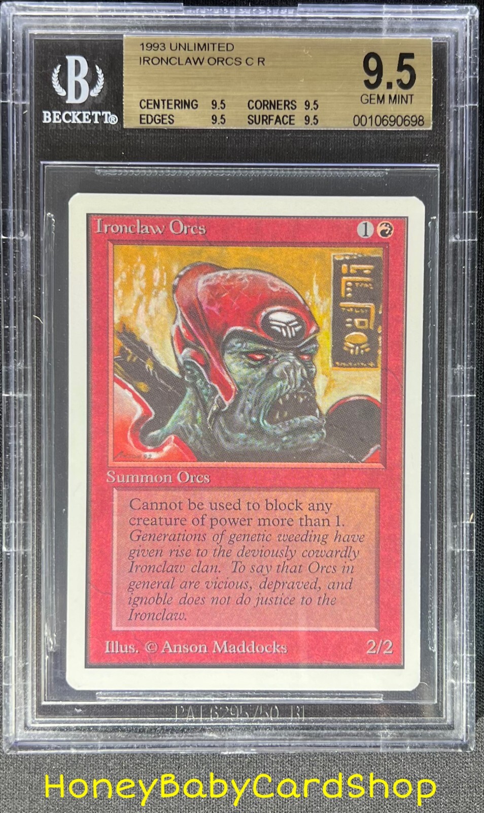 MTG Unlimited Edition 1993 Ironclaw Orcs BGS 9.5Q (TRUE QUAD