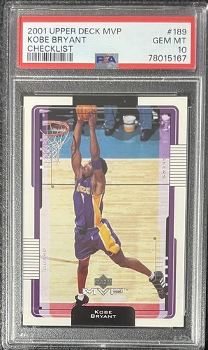 Kobe Bryant ~ 2001 Upper Deck MVP Checklist #189 ~ PSA 10