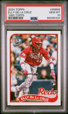 【貴重】_ＰSA9鑑定品_ELLY DE LA CRUZ_直筆オンカードサイン Graded 2024 Topps Elly De La Cruz #89B69 1989 Topps Rookie