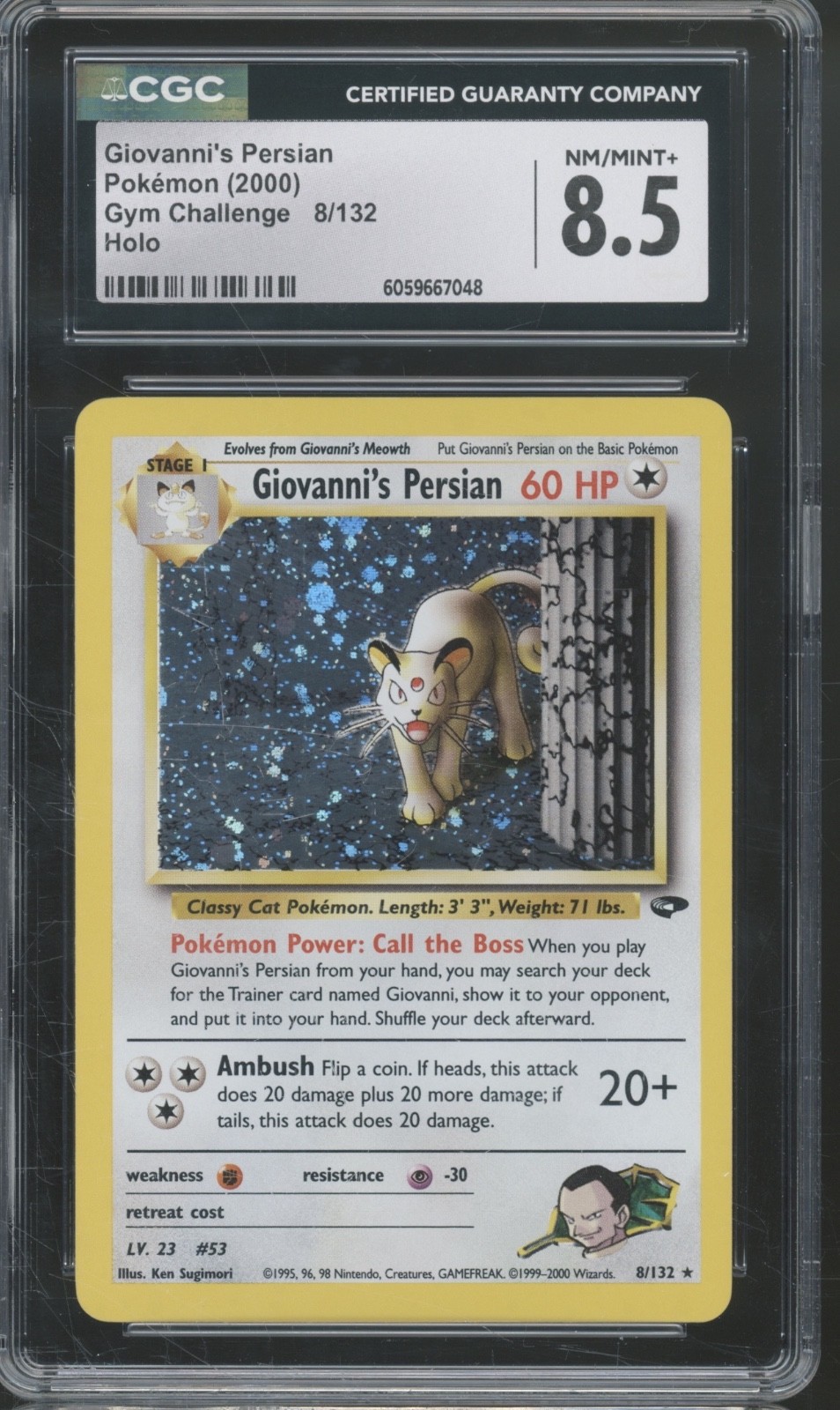 2000 Pokémon Gym Challenge Holo Giovanni`s Persian 8/132 NM-MT+ CGC 8.5