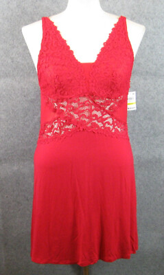 INC Chemise Gown Womens Medium Knit Lace Red 