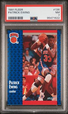 1991 FLEER #136 PATRICK EWING PSA 7