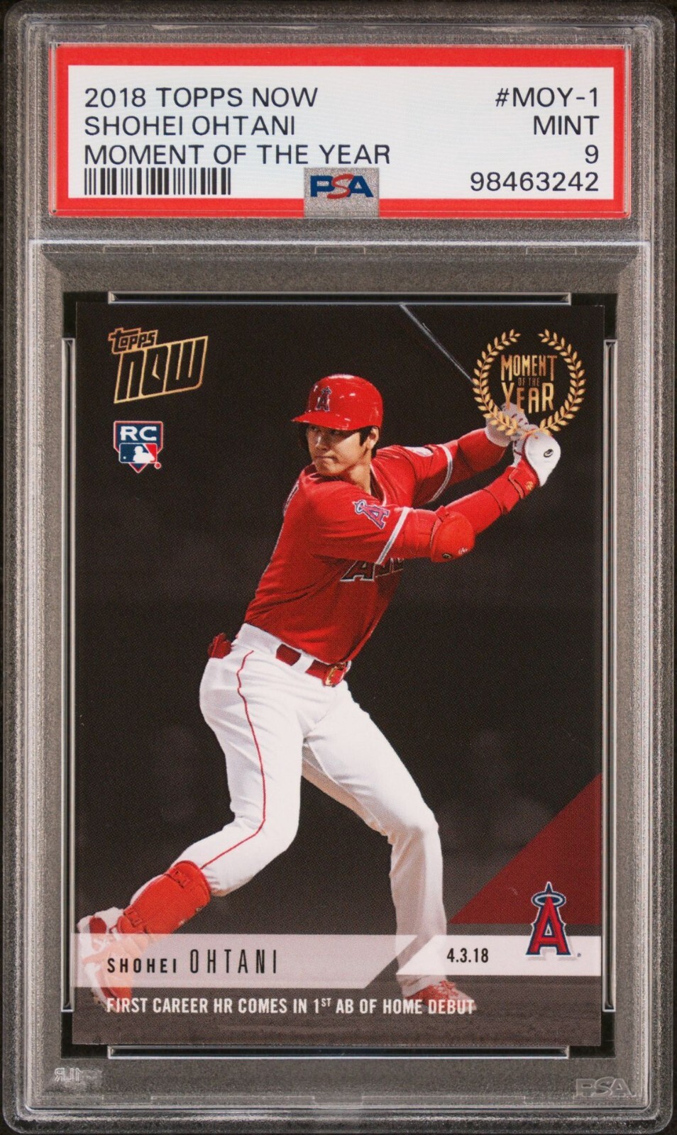 大谷翔平 2018 Topps Now moy-1 メジャー初ホームラン！ 2018 TOPPS NOW 大谷翔平 初ホームラン RC ルーキー カード