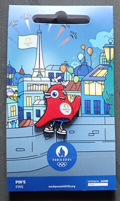 ON CARD ..OFFL 2024 PARIS ''MASCOT WAVING @ OPENING CEREMONIES'' OLYMPIC GAMES PIN