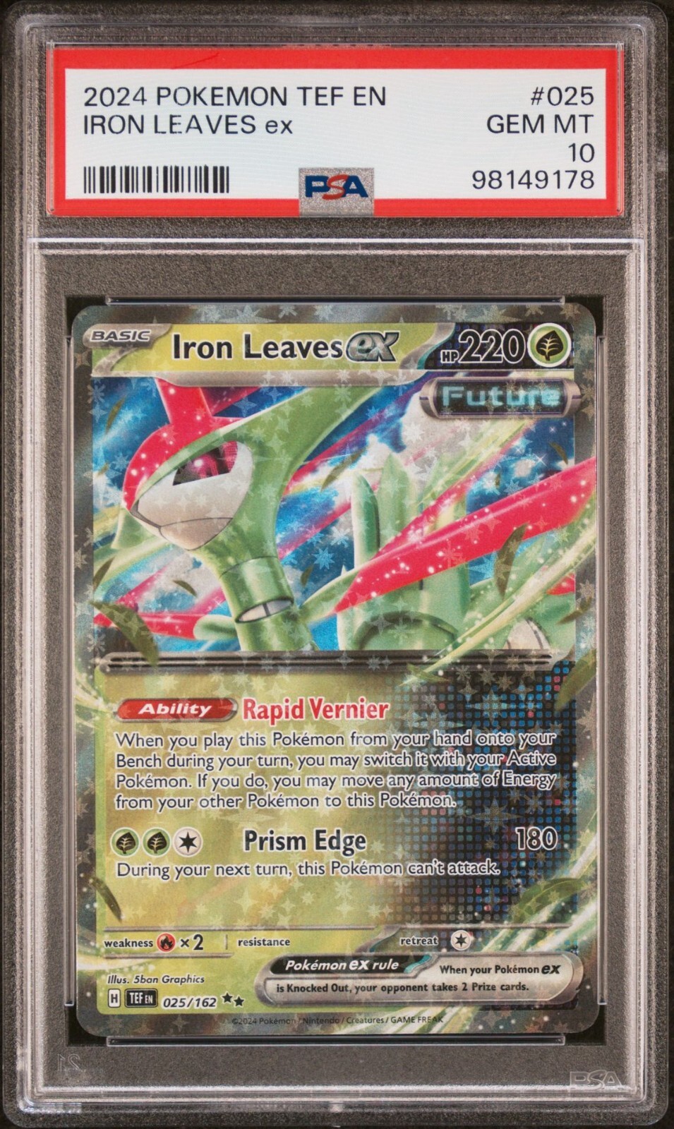 24i ★ay eternal feather Iron Leaves Ex 025/162 2024 Pokemon Temporal Forces PSA 10