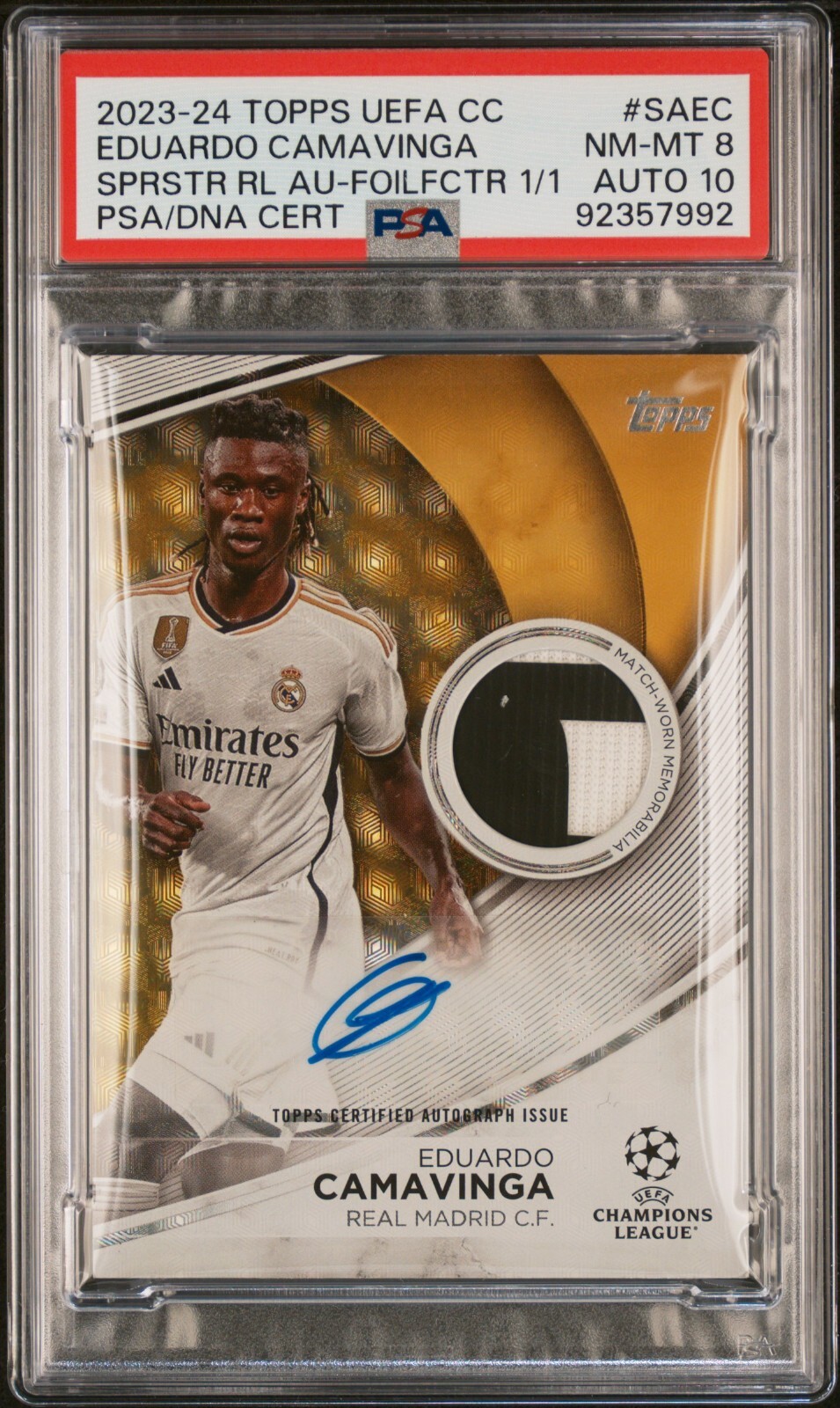 TOPPS サッカーカード MUSEUM COLLECTION MEANINGFUL MATERIAL EDUARDO CAMAVINGA STADE RENNAIS 17/75 #MMR-EC 送料無料 中古 IT1 2023-24 Topps UEFA CC EDUARDO CAMAVINGA Foilfractor 1/1