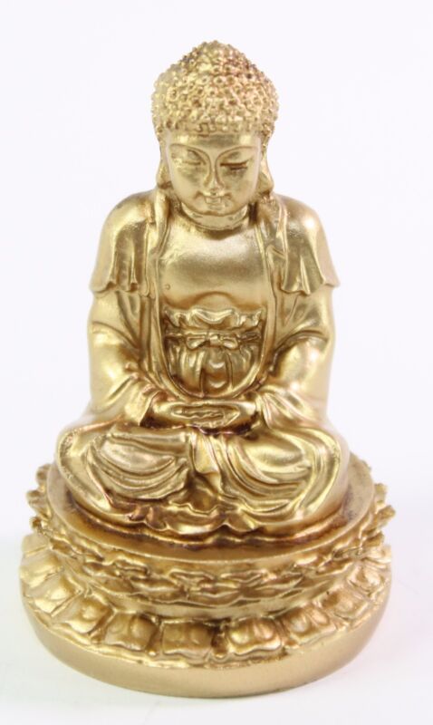 Feng Shui 2" Gold Meditating Buddha Figurine Peace Luck Statue Paperweight Gift
