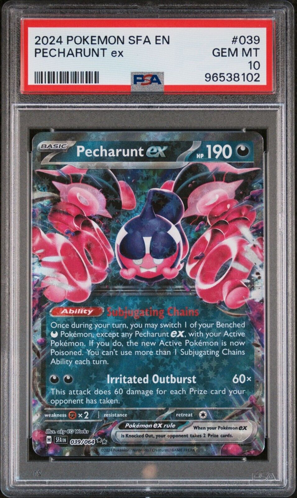 Pecharunt ex 039/064 Pokemon TCG Shrouded Fable PSA 10 GEM Pecharunt ex 039/064 Pokemon TCG Shrouded Fable PSA 10 GEM