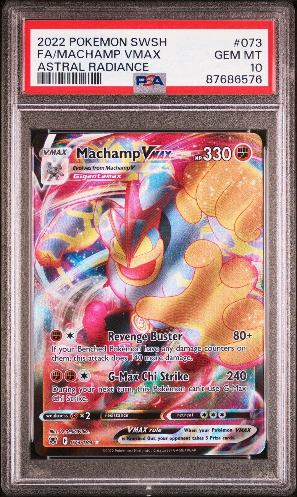 Machamp VMAX - PSA 10 - 073/189 - Astral Radiance - Graded Machamp VMAX - PSA 10 - 073/189 - Astral Radiance - Graded