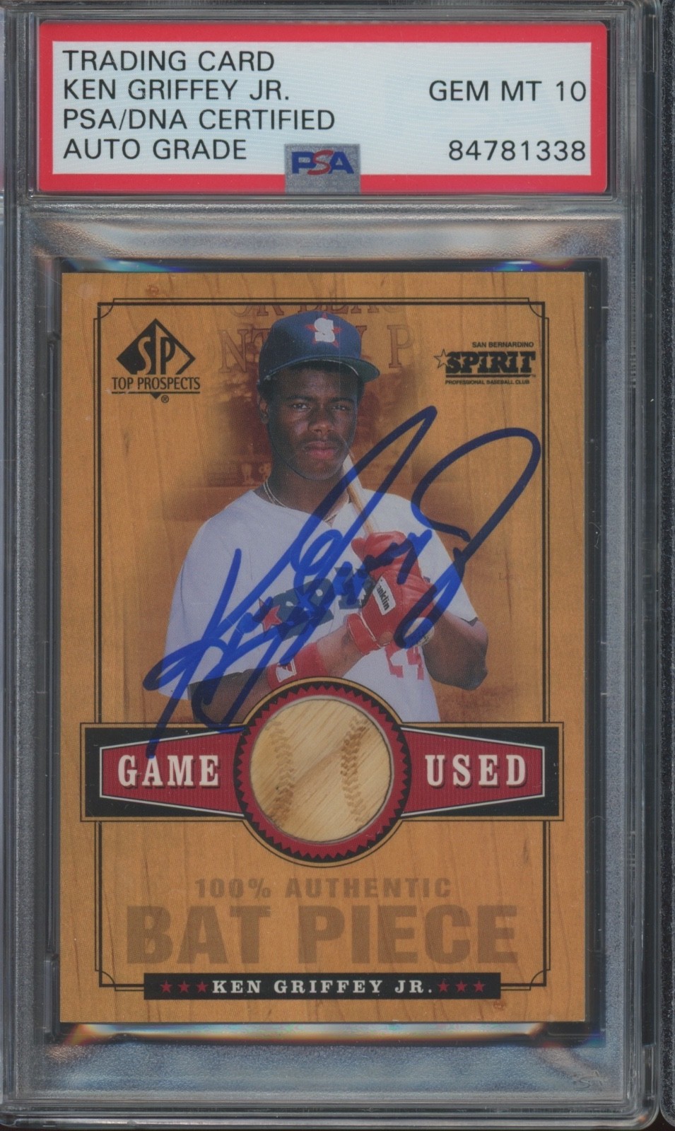 2000 SP Game Used Ken Griffey Jr Auto Game Used Bat Gem Mint PSA DNA 10 Auto
