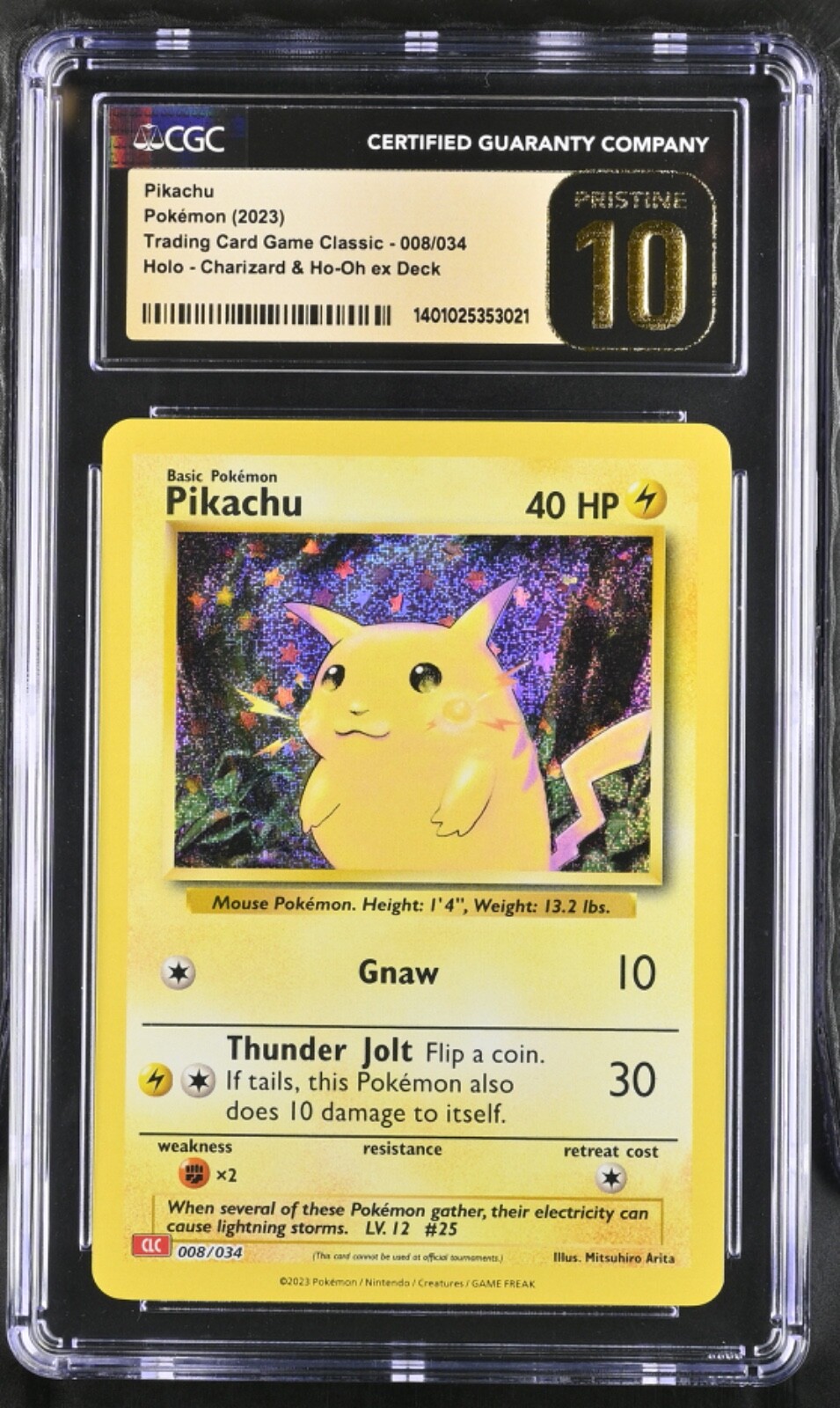 CGC PRISTINE 10 Pikachu CLC 008/034 Pokémon Card CGC PRISTINE 10 Pikachu CLC 008/034 Pokémon Card