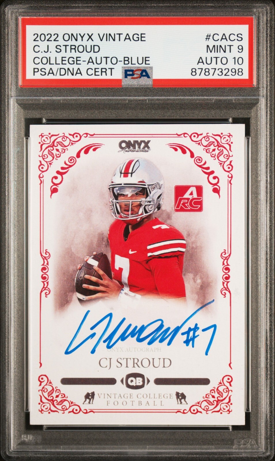 PSA 9/10 - 2022 Onyx Vintage Football CJ STROUD RC Blue Ink