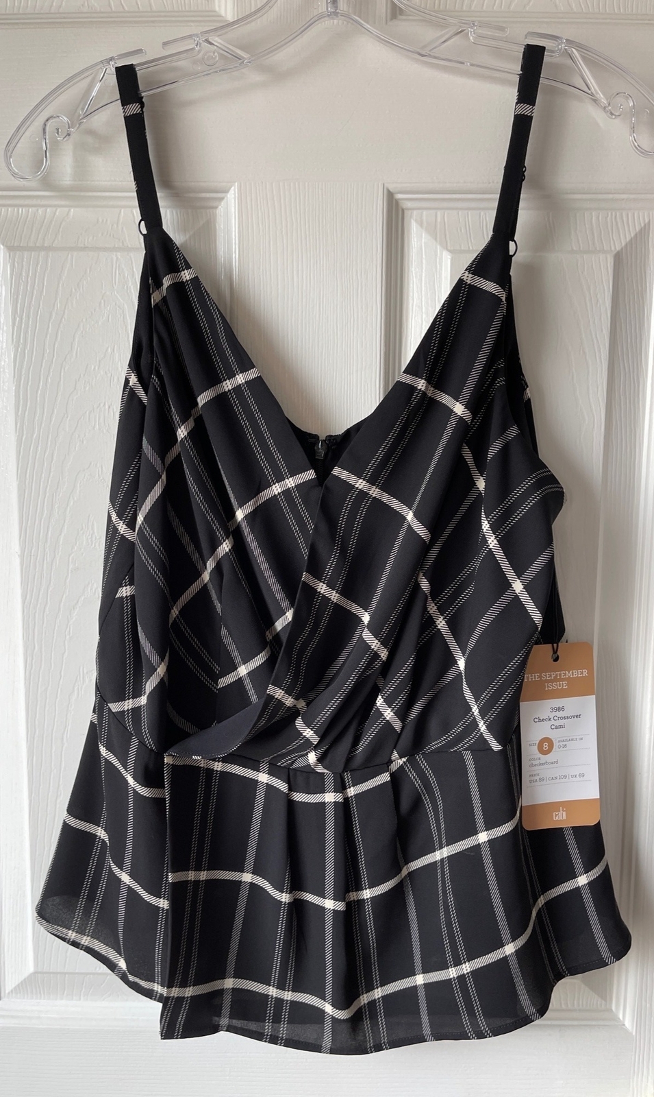 Cabi Blouse Womens 8 Check Crossover Cami Checkerboard Zip