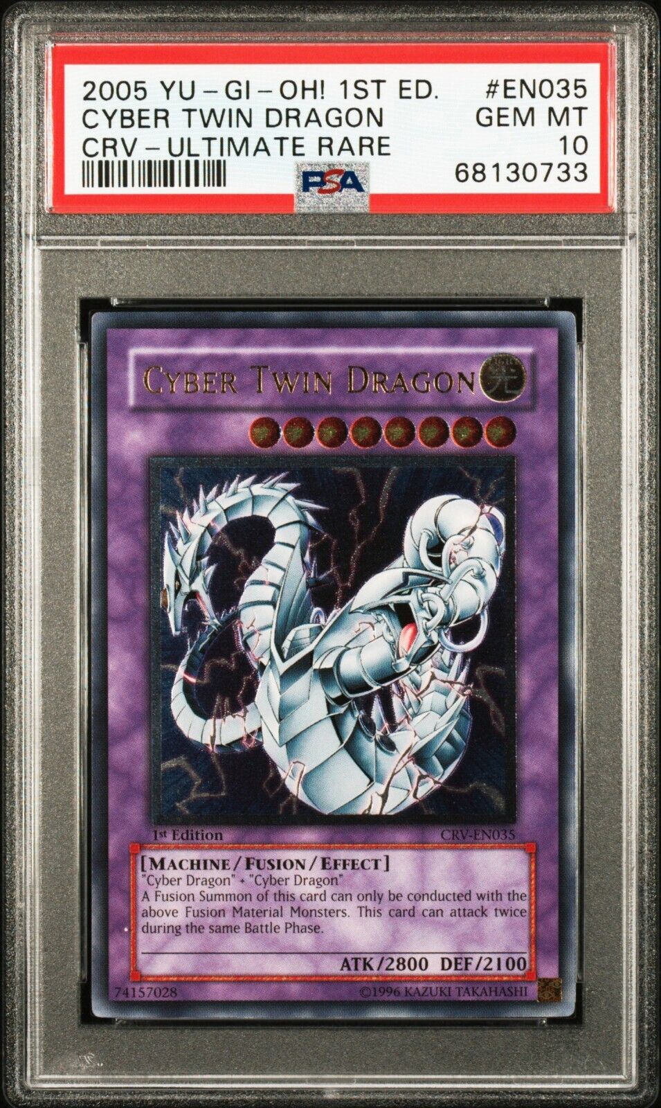 PSA 10 YuGiOh Cyber Twin Dragon CRV-EN035 1st Edition PSA 10 YuGiOh Cyber Twin Dragon CRV-EN035 1st Edition