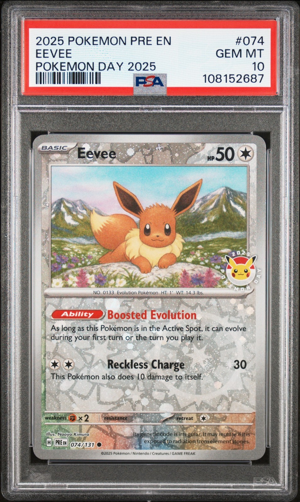 PSA 10 - Eevee [Pokemon Day] #74 Pokemon Prismatic