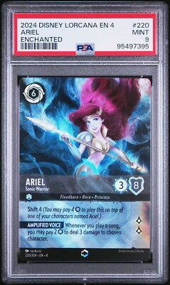PSA 9 MINT Disney Lorcana Ursula's Return Ariel Enchanted Sonic Warrior 220/204