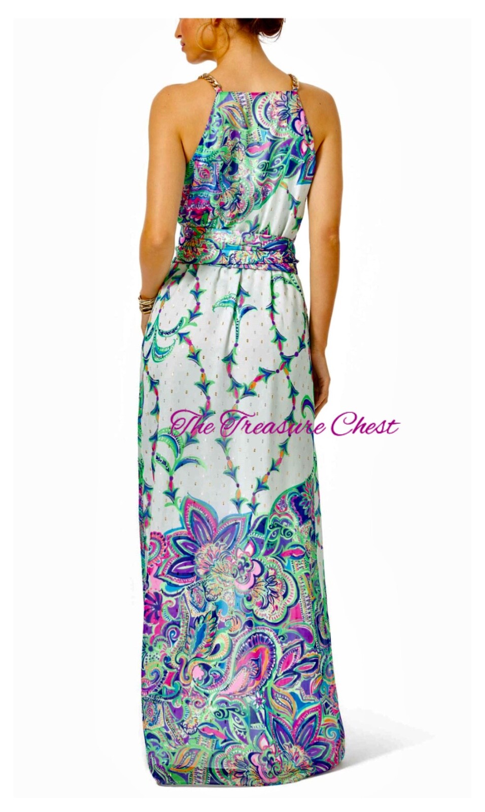 Pre-owned Lilly Pulitzer Tiera Maxi Dress Best Kept Secret ? Size M No Sash In Multicolor
