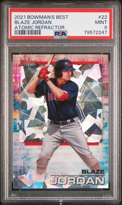 2021 Bowman s Best BLAZE JORDAN Atomic Refractor Red Sox PSA 9