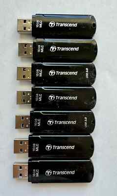 Lot of 7! Transcend JetFlash USB flash drive 16 GB each 112 GB Total