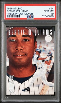 1996 LEAF STUDIO SILVER PRESS PROOF 44 BERNIE WILLIAMS /100 PSA 10 GEM MINT POP1