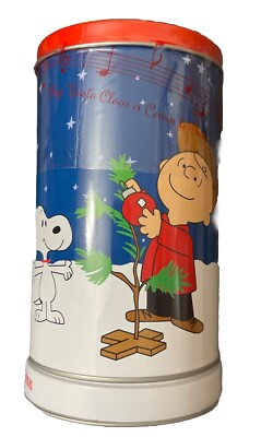 Peanuts Snoopy Charlie Brow Christmas Musical & Ch.Chip Cookie Tin New