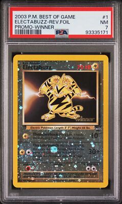 2003 POKEMON BEST OF GAME PROMO WINNER #1 ELECTABUZZ-REVERSE FOIL PSA 7