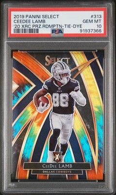 2019 Panini Select Ceedee Lamb XRC PRZ.RDMPTN-TIE-DYE #313 GEM MT 10 PSA
