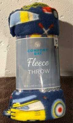 Soft Comfort Bay Blue Fleece Throw 50x60 New  - Camping Theme