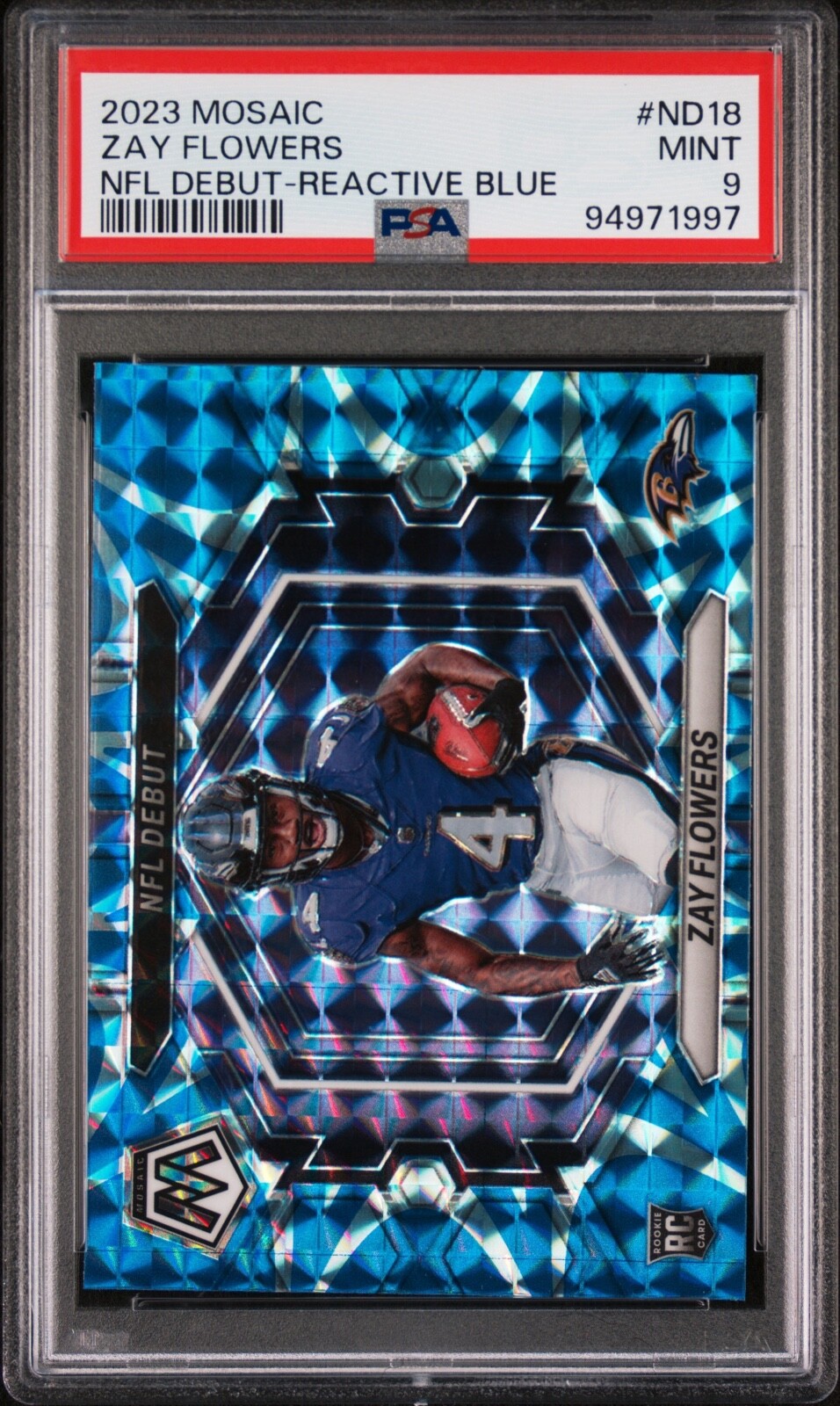 2023 Mosaic #ND18 - Zay Flowers RC Blue Reactive PSA 9 | eBay