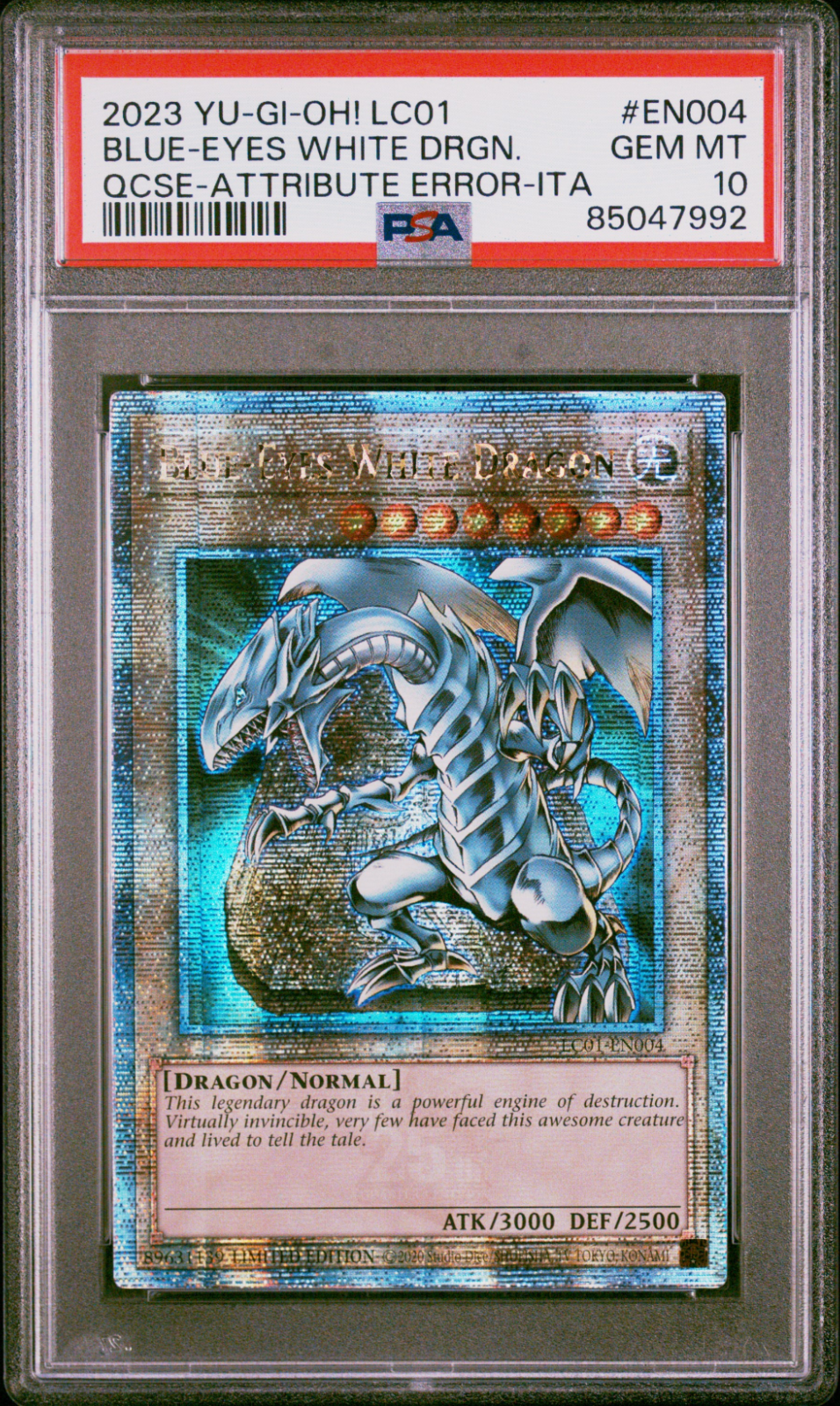 PSA 10 Blue Eyes White Dragon Quarter 25th Anniversary Yu Gi
