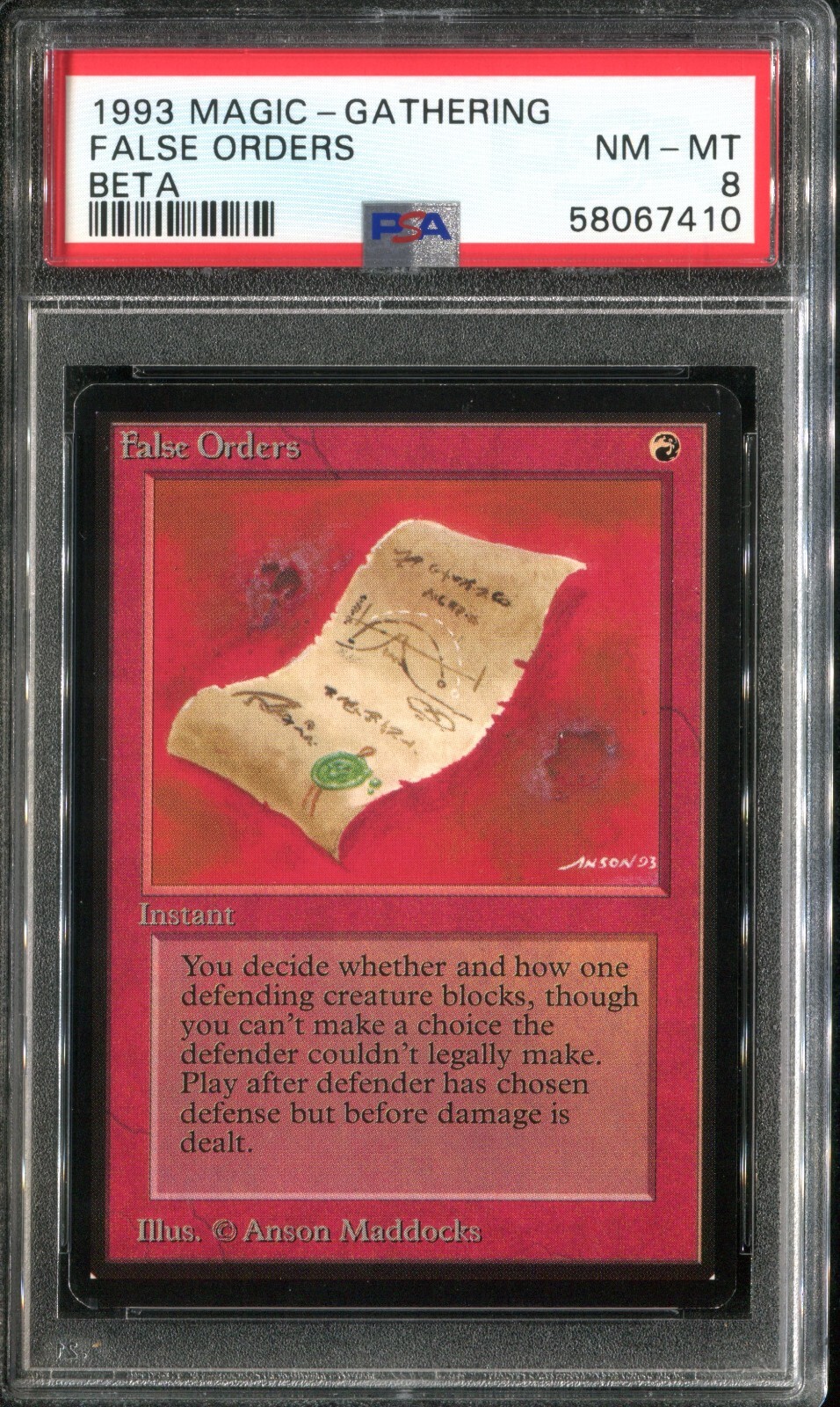 PSA 8 1993 MTG Magic The Gathering Beta #148 False Orders
