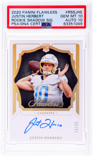 25枚限定 Panini ジャスティン・ハーバート PSA 8 2020 Panini Flawless Justin Herbert Rookie Shadow Auto #11