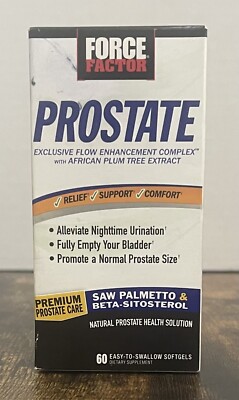 Force Factor Prostate Support Formula with African Plum Tree 60 Softgels Ex 4/25