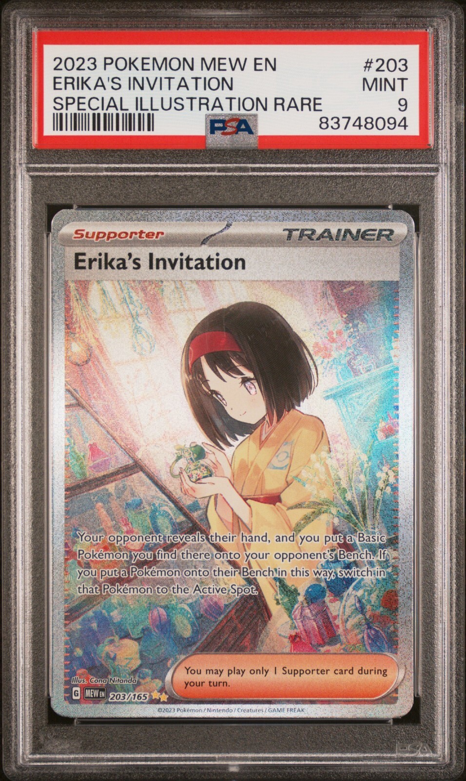 Erika’s Invitation SAR psa9 PSA 9 Pokemon card Erika's Invitation 196/165 SR sv2a 151