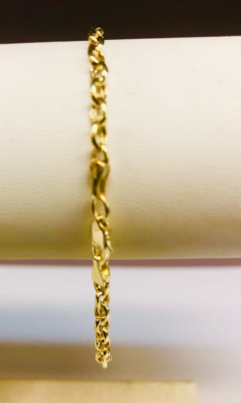 Pre-owned R C I 14kt Yellow Gold Lite Oval Rolo Link Chain Bracelet 7 Inch 1.3 Grams 3.2 Mm In No Stone