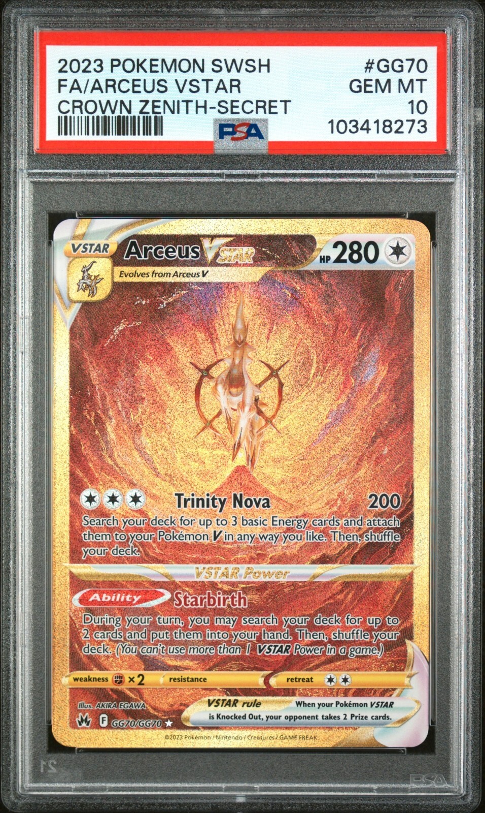 Pokemon TCG Arceus VSTAR GG70/GG70 Crown Zenith Secret Rare Pokemon TCG Arceus VSTAR GG70/GG70 Crown Zenith Secret Rare
