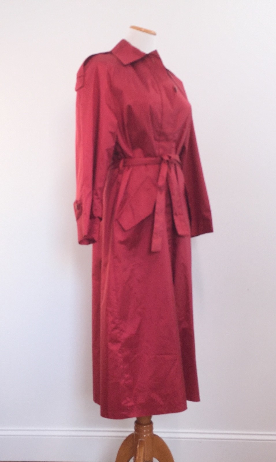 Vtg 90s Gorgeous Belted Raincoat Long Fully Lined Trench
