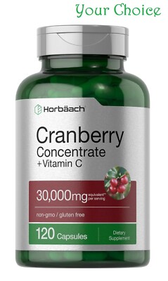 Cranberry Pills | 120 Capsules | 30,000 mg + Vitamin C | by Horbaach