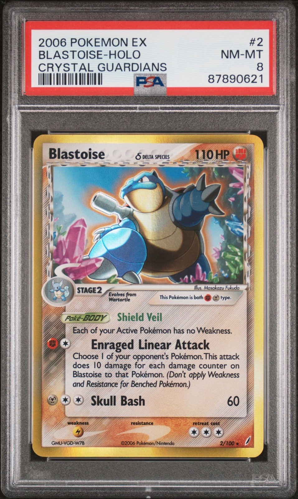 Pokemon 2006 PSA 8 NM-MINT Blastoise Delta 2/100 EX Crystal