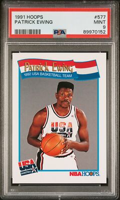 1991 HOOPS #577 PATRICK EWING USA HOF PSA 9 K4052451-152