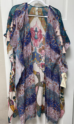 Aratta Silent Journey Anthropologie Fields of Happiness Tasseled Kimono OS NWT