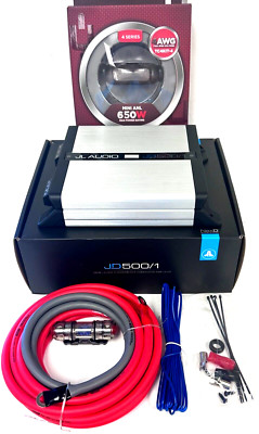 JL Audio JD500/1 Mono Sub Amp 500 Watts RMS X 1-2 Ohms FREE POWER TC4KIT-4 NEW
