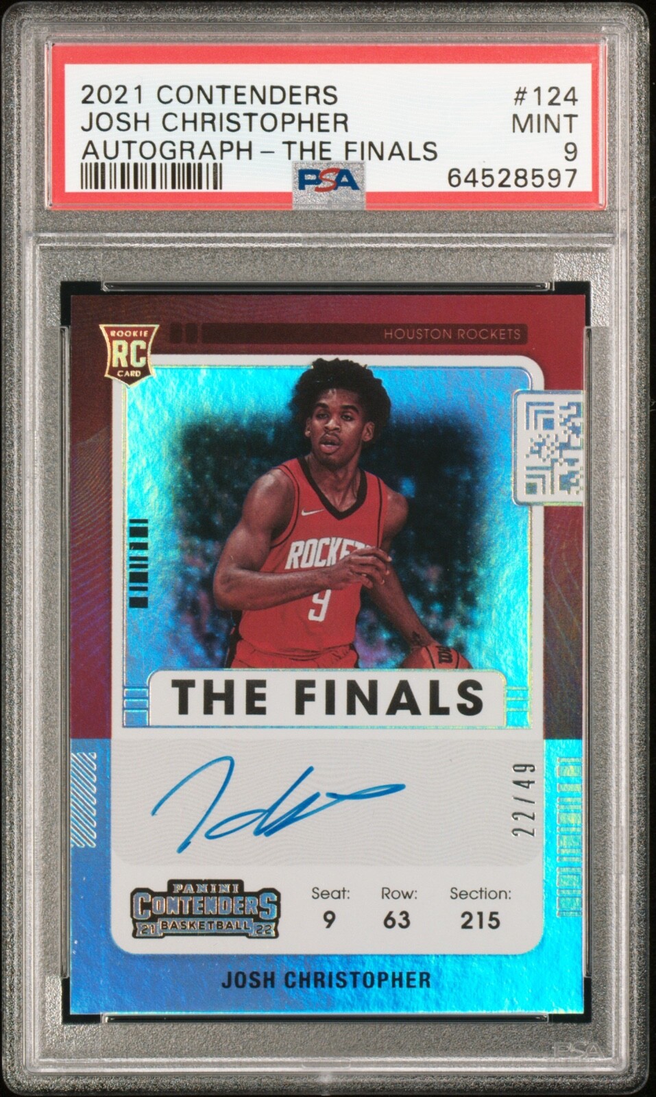 2021 Panini Contenders Auto /49 Josh Christopher Rookie The Finals