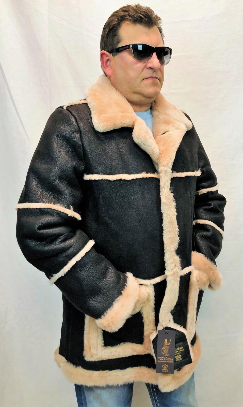 Pre-owned Victoria Brown /beige 100% Sheepskin Shearling Leather Marlboro Trench Coat Jacket Xs-8xl