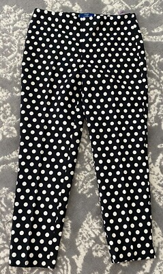 NWT Talbots Black White Polka Dot Dress Pants Trousers Cropped Cotton Blend 8
