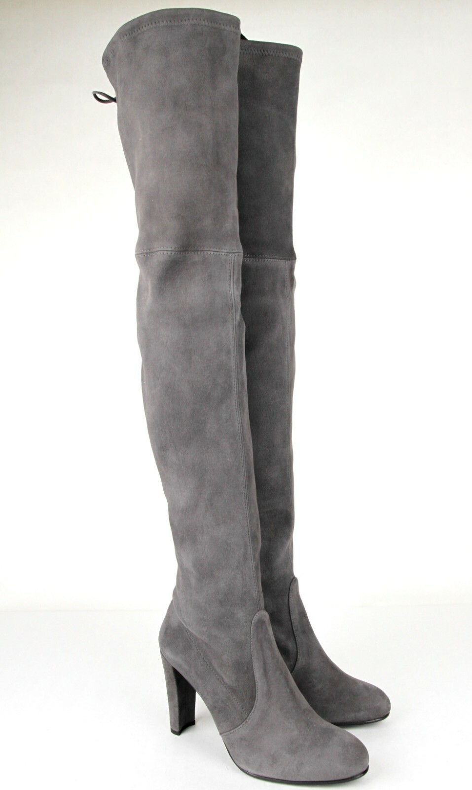 Pre-owned Stuart Weitzman $798  Women's Highland Slate Suede Over-the-knee Boot In Gray