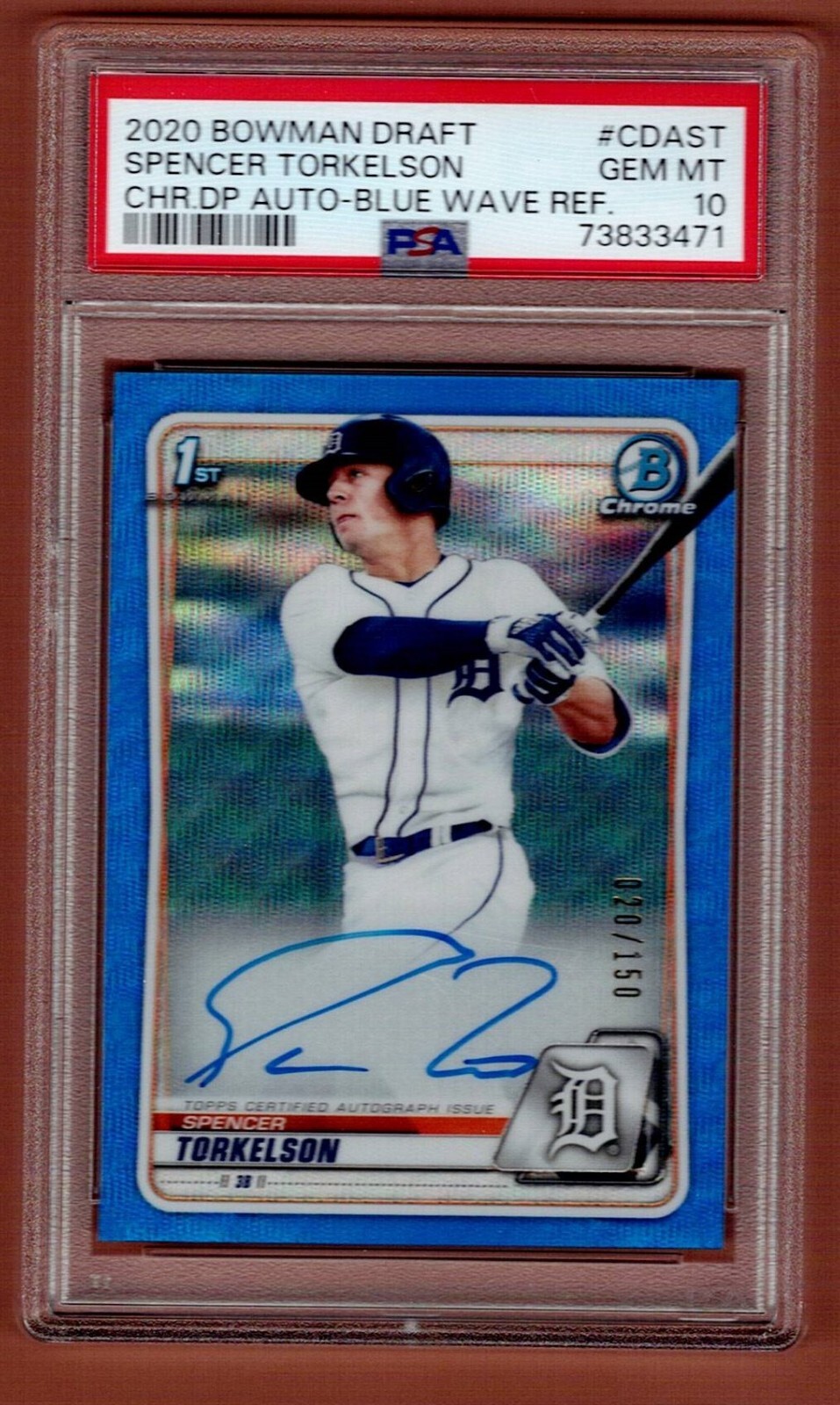 Spencer Torkelson 2020 Bowman Draft 1st Blue wave Auto JSY