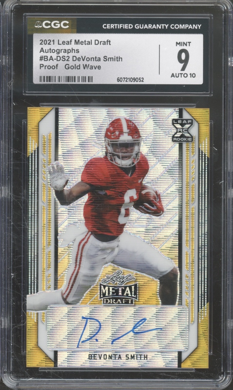 2021 Leaf Metal Gold Wave XRC Proof  DeVonta Smith 1/1 RC Mint CGC 9 10 Auto