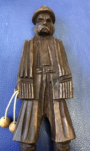 Wood Carving of Man Figurine with Bola Balls, Argentina Gaucho 6 1/2